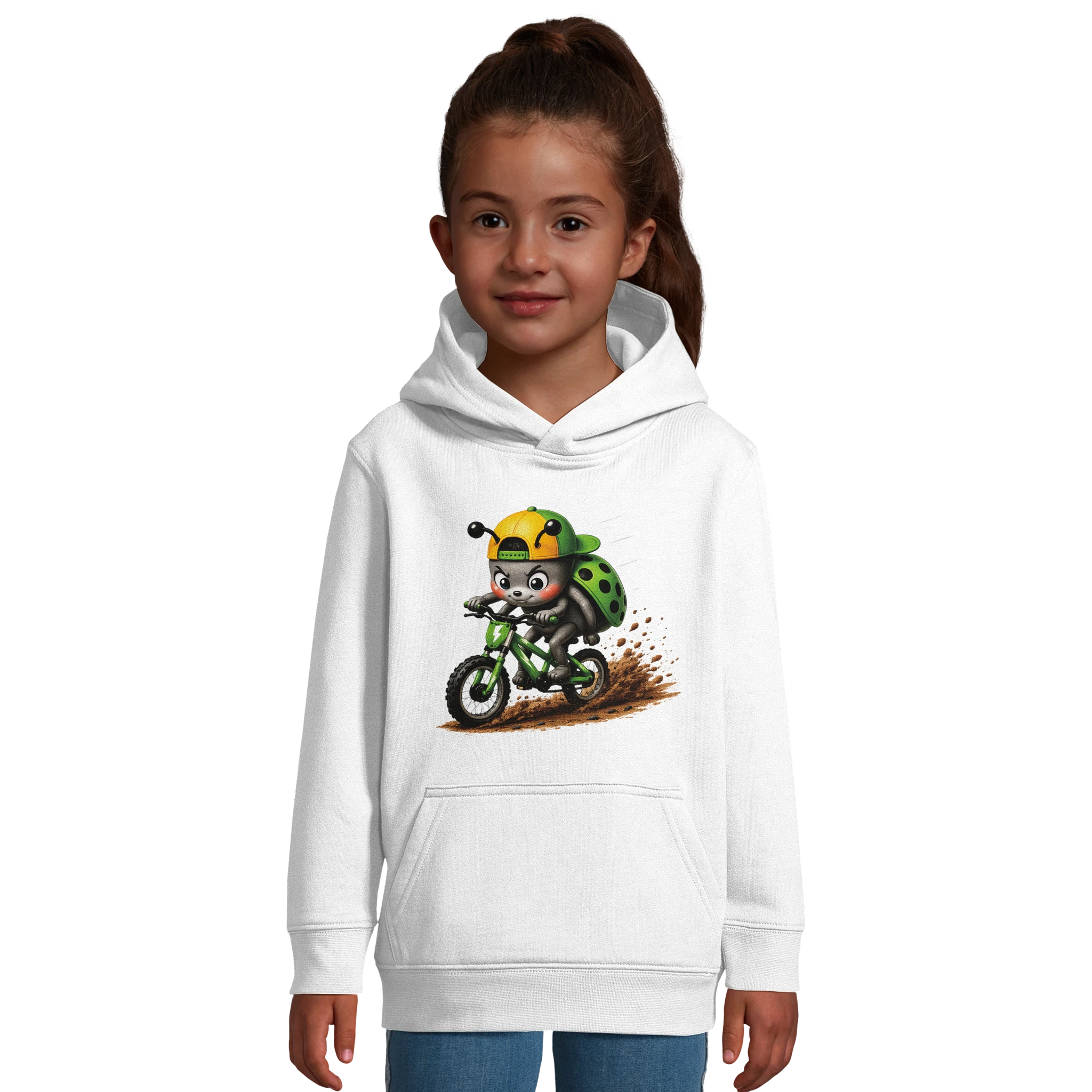 Terrengsykkel hettegenser for barn med myk fleece