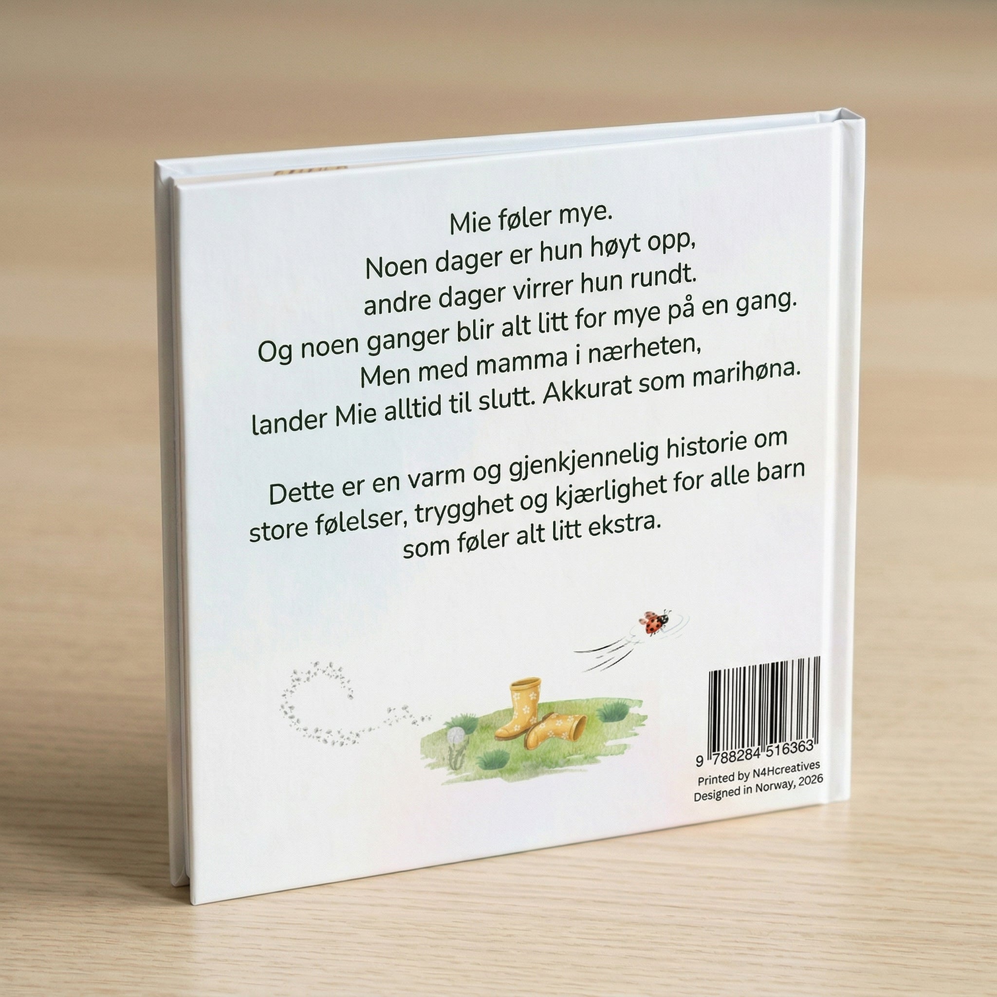 Baksiden av Mie og marihøna barnebok om følelser pauser og mestring