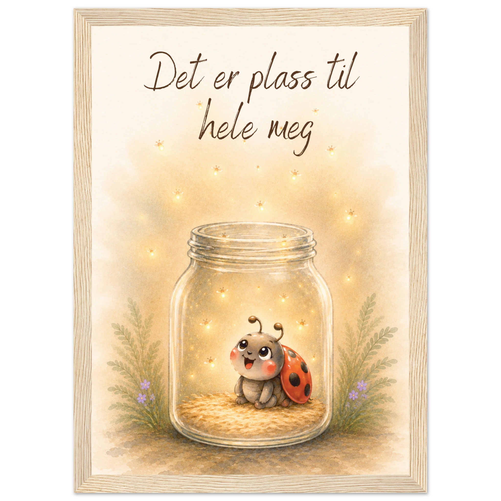 Det er plass til hele meg veggplakat til barnerom med marihøne
